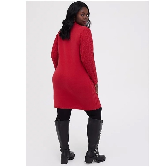 Torrid 2 ❤️ MOCK NECK MINI DRESS - CABLE KNIT HEART RED - Picture 2 of 8